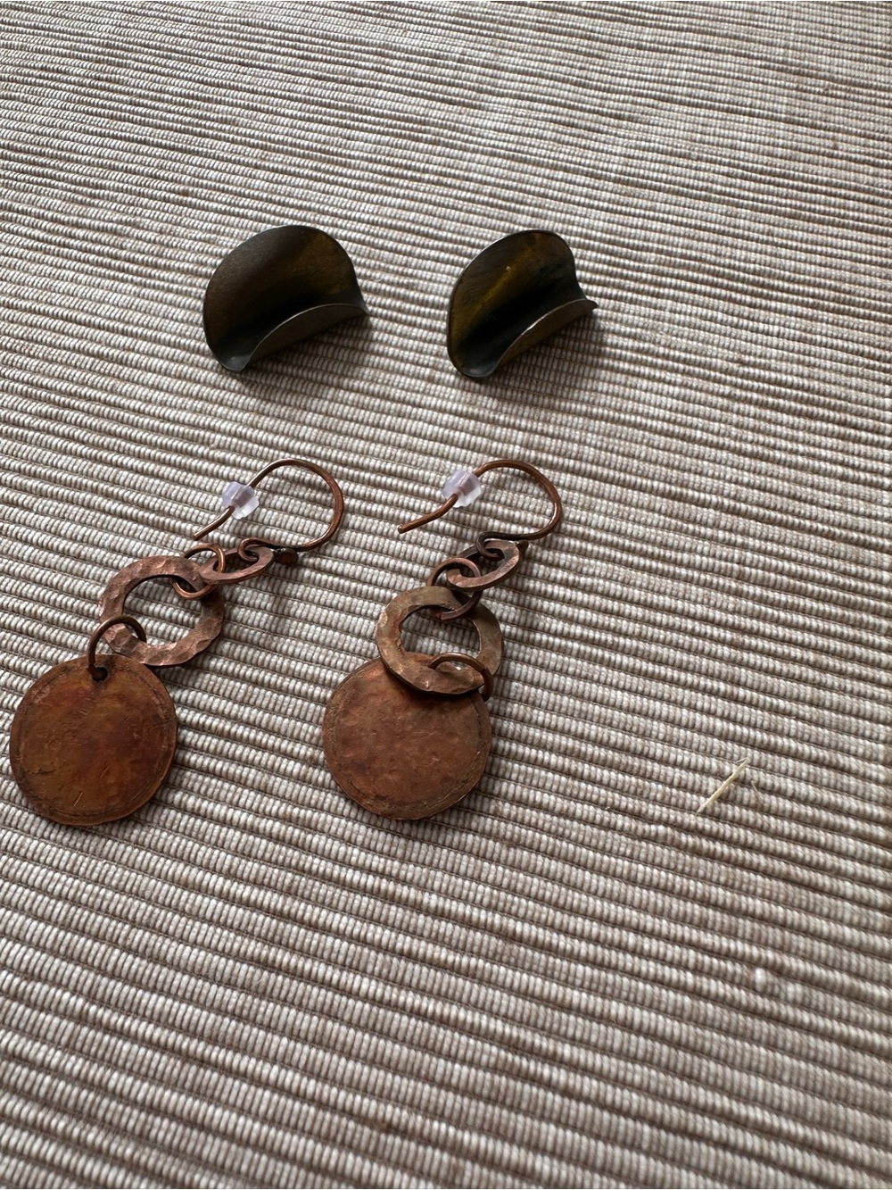 2 PairsCopper-Tone Drop Earrings - Rustic Copper Color and studs
